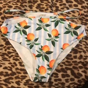 ✨5 for 25 Sale✨ 🍊 Orange Fruit High Waisted Striped Bikini Bottom